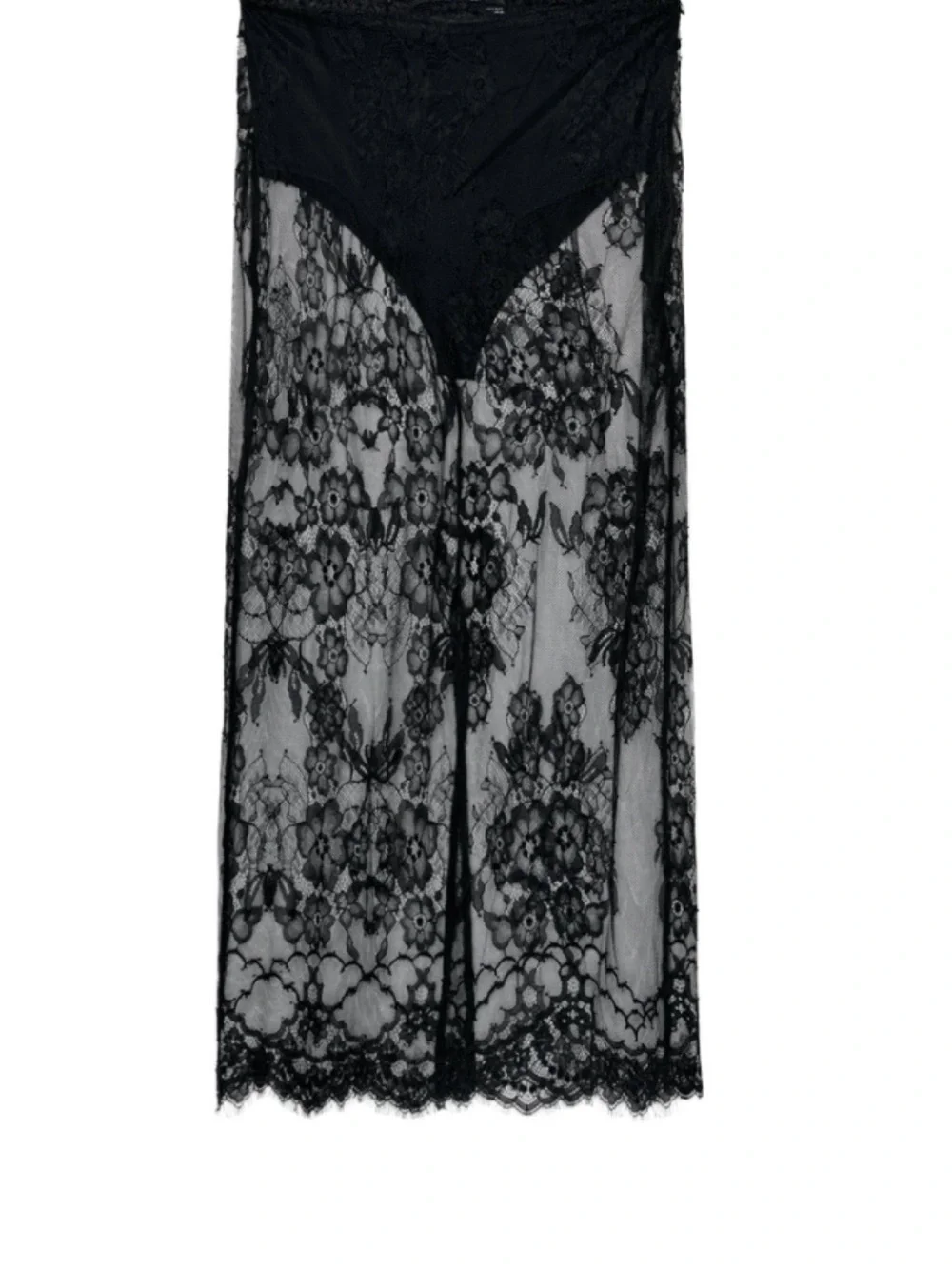Zara Black Floral Lace Maxi Skirt